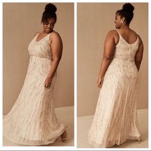 BHLDN FIDELIA BEADED GOWN MAXI DRESS in OYSTER